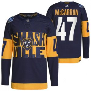 Men's Nashville Predators #47 Michael Mccarron 2022 Navy Stadium Series Player Stitched Jersey