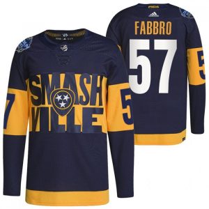 Men's Nashville Predators #57 Dante Fabbro 2022 Navy Stadium Series Player Stitched Jersey