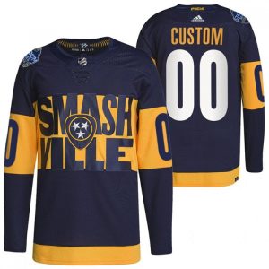 Men's Nashville Predators Custom 2022 Navy Stadium Series Player Stitched Jersey