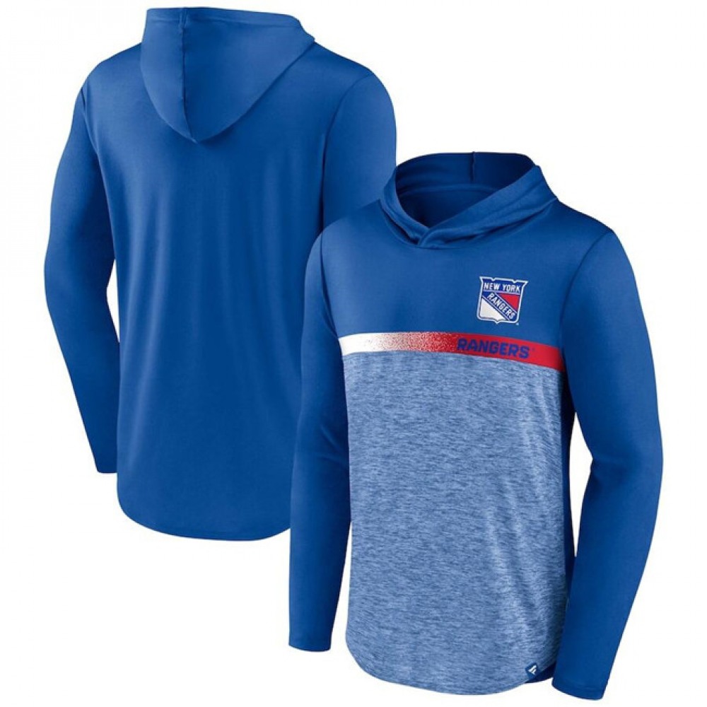 Men's New York Rangers Royal Podium Defender Pullover Hoodie 1