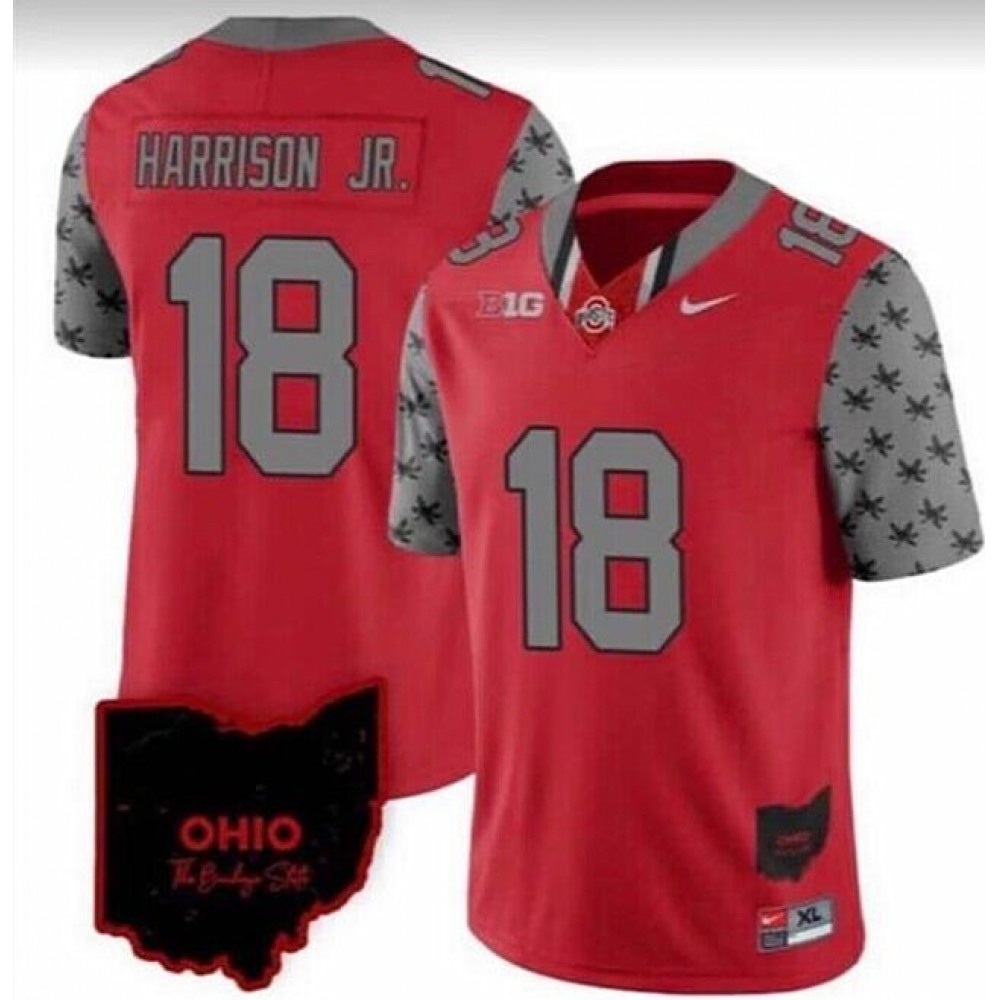 Men's Ohio State Buckeyes #18 Marvin Harrison JR. Red 2023 F.U.S.E. Limited Stitched Jersey 1
