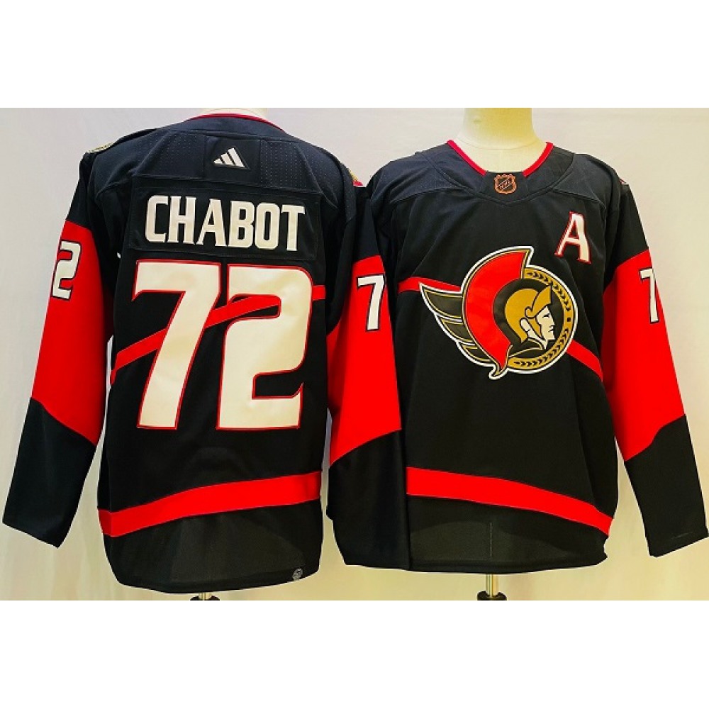Men's Ottawa Senators #72 Thomas Chabot Black Stitched Jersey 1
