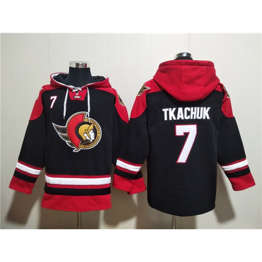 Men's Ottawa Senators #7 Brady Tkachuk Black Ageless Must-Have Lace-Up Pullover Hoodie 1