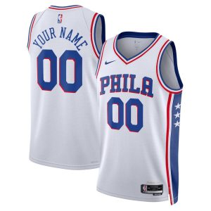 Men's Philadelphia 76ers Active Player Custom White Association Edition Swingman Stitched Jersey
