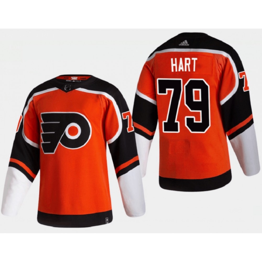 Men's Philadelphia Flyers #79 Carter Hart 2021 Orange Reverse Retro Stitched Jersey 1