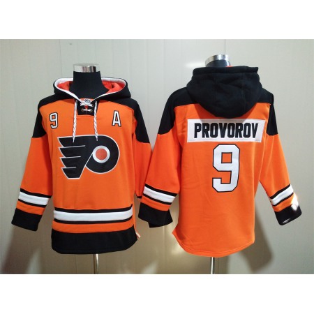 Men's Philadelphia Flyers #9 Ivan Provorov Orange Ageless Must-Have Lace-Up Pullover Hoodie 1
