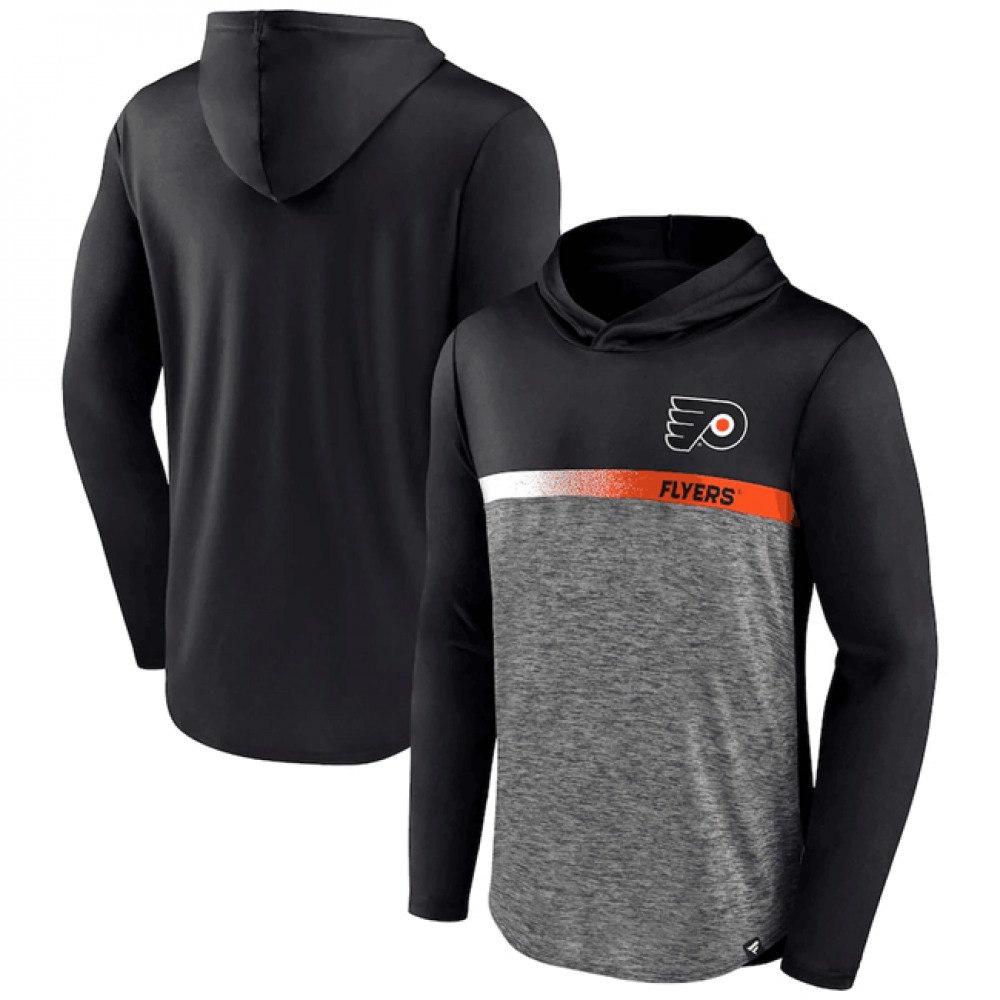 Men's Philadelphia Flyers Black Podium Defender Pullover Hoodie 1
