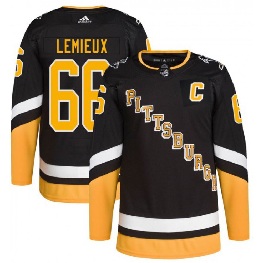 Men's Pittsburgh Penguins #66 Mario Lemieux 2021/2022 Black Stitched Jersey 1