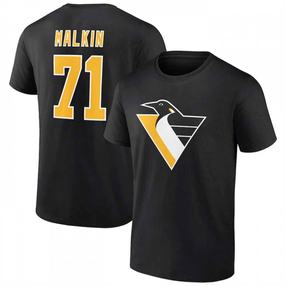 Men's Pittsburgh Penguins #71 Evgeni Malkin Black T-Shirt 1