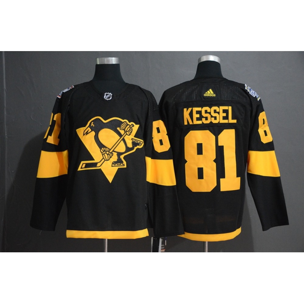 Men's Pittsburgh Penguins #81 Phil Kessel Black 2019 Stadium Series Stitched NHL Jersey 1