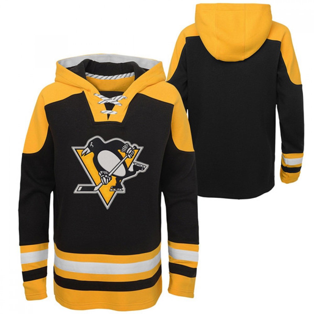 Men's Pittsburgh Penguins Black Ageless Must-Have Lace-Up Pullover Hoodie 1