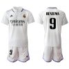 Men's Real Madrid #9 Karim Benzema 22/23 White Home Soccer Jersey Suit