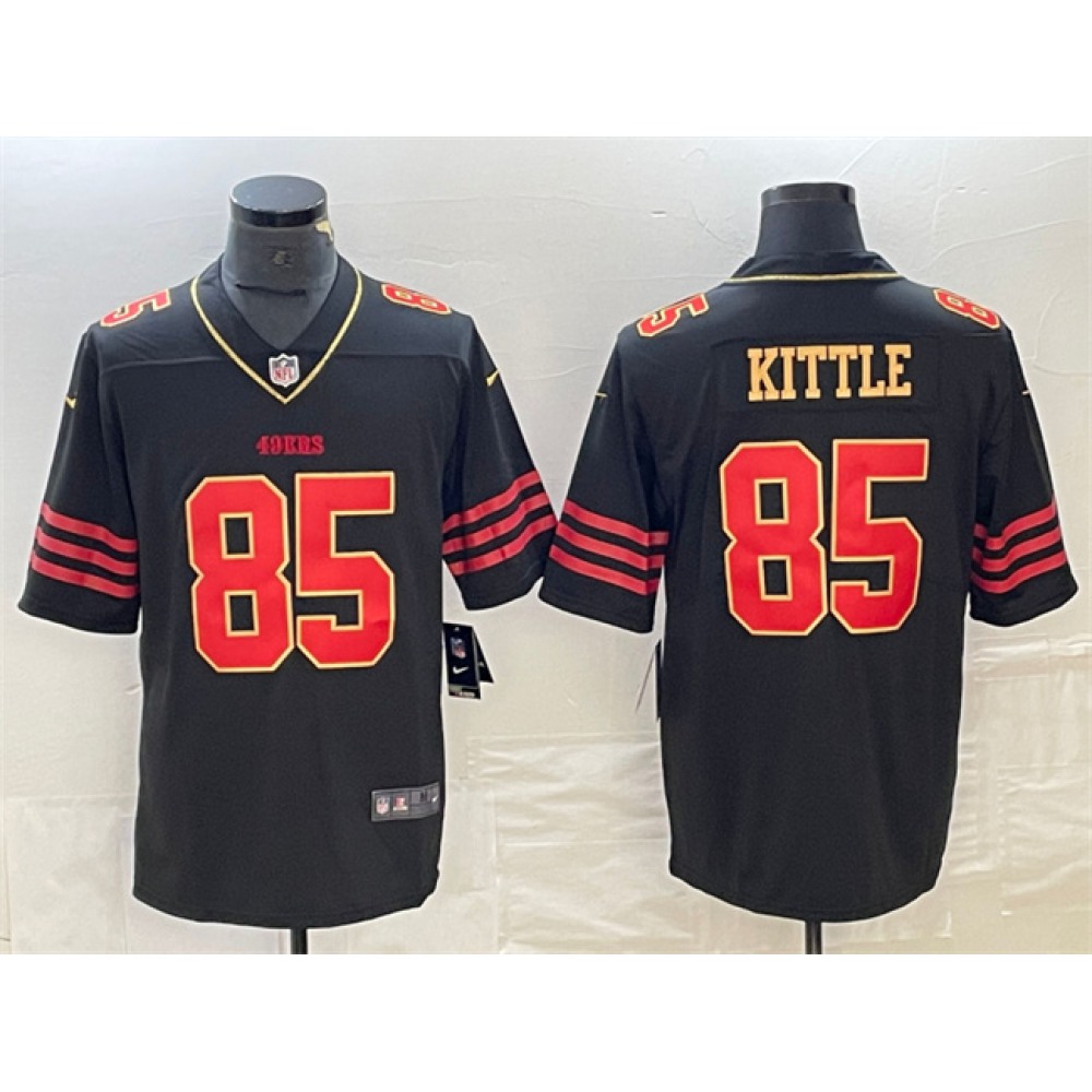 Men's San Francisco 49ers #85 George Kittle Black Gold Stitched Jersey 1