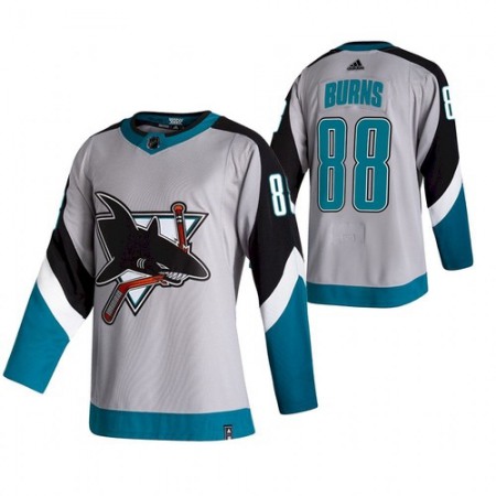Men's San Jose Sharks #88 Brent Burns Grey 2021 White Reverse Retro Stitched Jersey 1