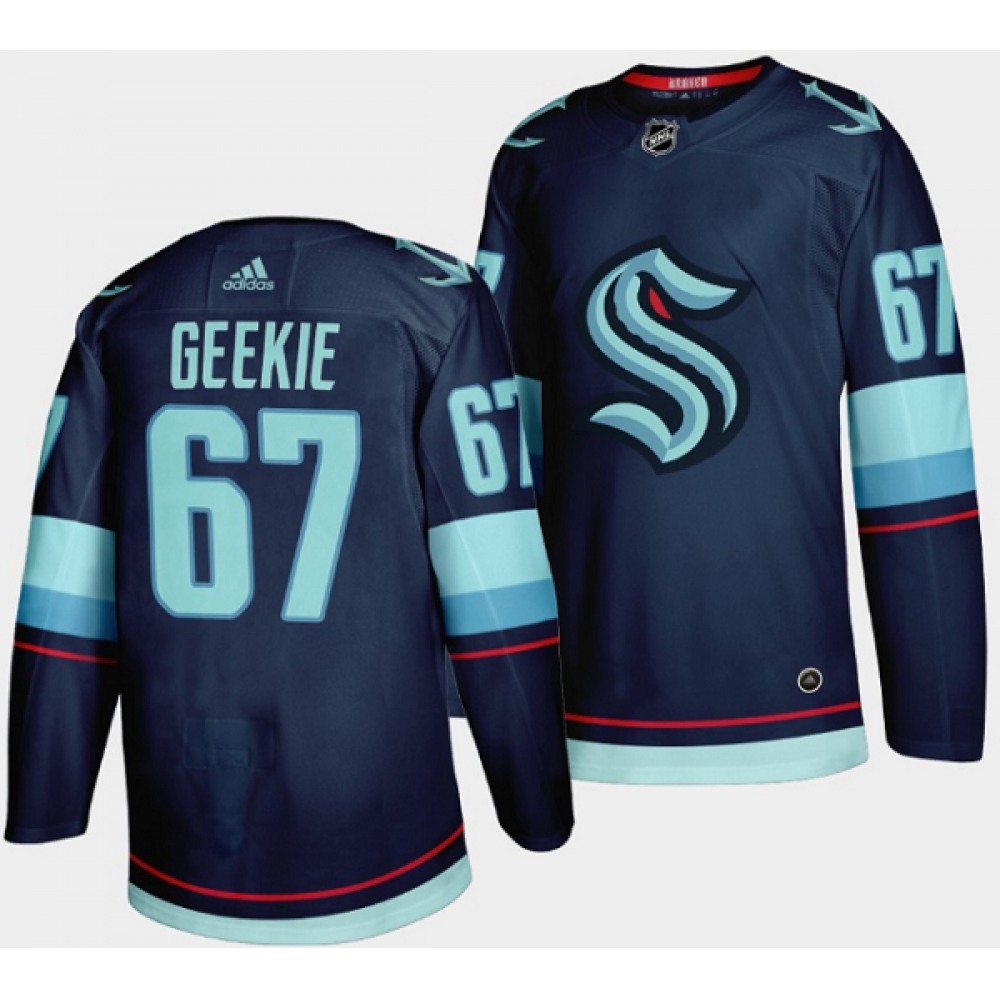 Men's Seattle Kraken #67 Morgan Geekie Navy Stitched Jersey 1