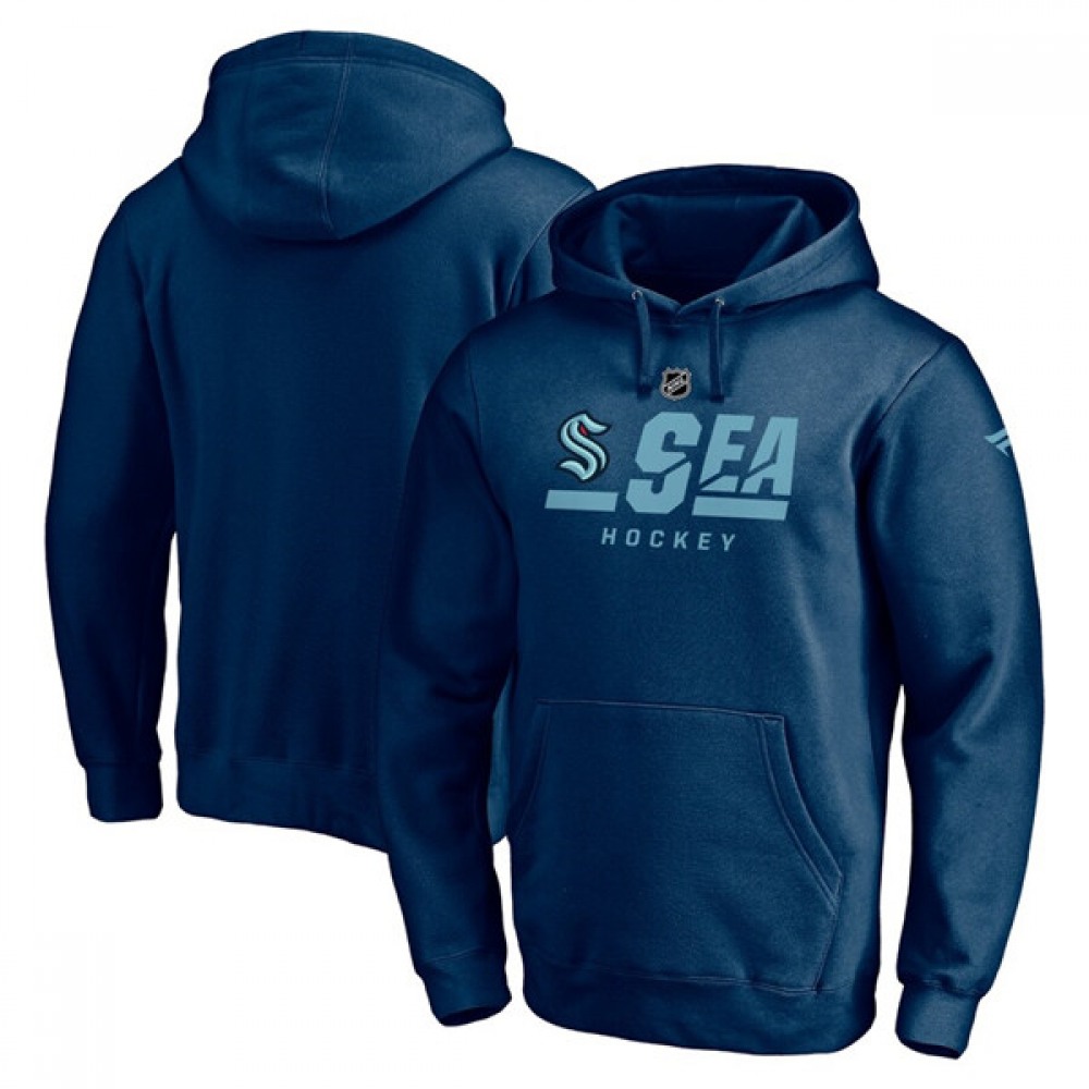 Men's Seattle Kraken Navy Secondary Logo Pullover Hoodie 1