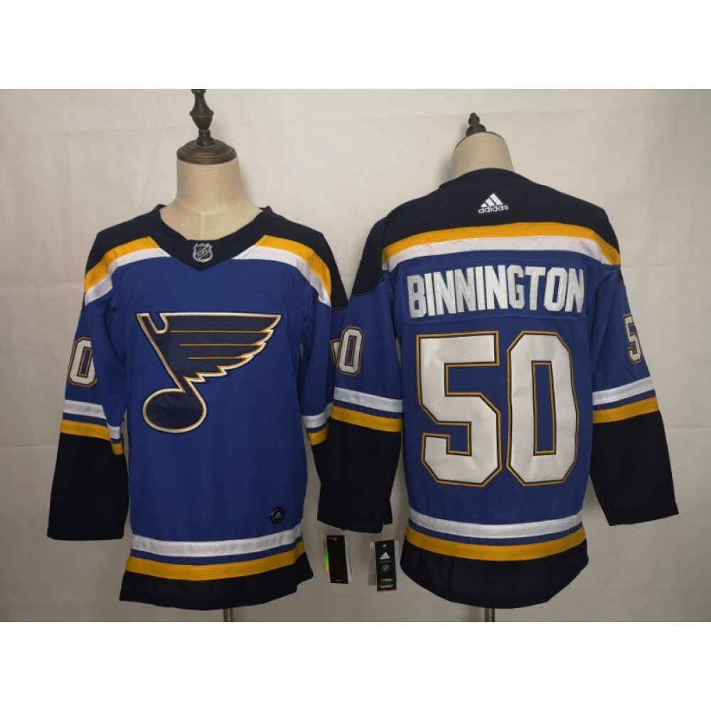 Men's St. Louis Blues #50 Jordan Binnington Blue Fashion Stitched NHL Jersey 1
