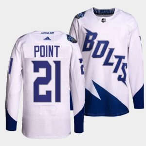 Men's Tampa Bay Lightning #21 Brayden Point 2022 White Stadium Series Stitched Jersey