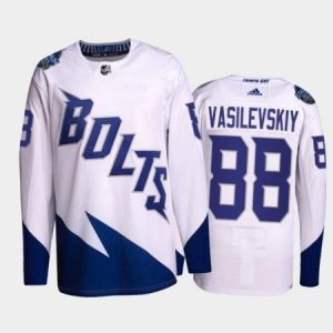 Men's Tampa Bay Lightning #88 Andrei Vasilevskiy 2022 Wehite Stadium Series Stitched Jersey