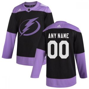 Men's Tampa Bay Lightning Black Hockey Fights Cancer Custom Practice NHL Stitched Jersey