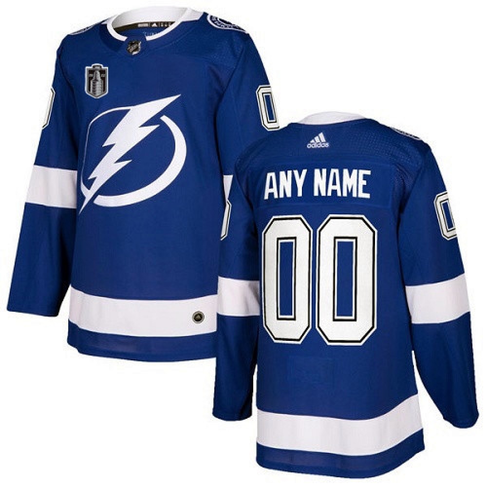 Men's Tampa Bay Lightning Custom 2022 Blue Stanley Cup Final Patch Stitched Jersey 1