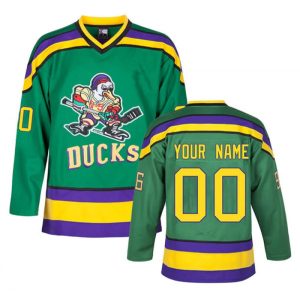 Men's The Mighty Ducks Custom Green Stitched Jersey