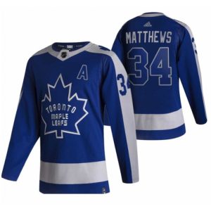 Men's Toronto Maple Leafs #34 Auston Matthews 2020/2021 Blue Reverse Retro Special Edition Stitched Jersey