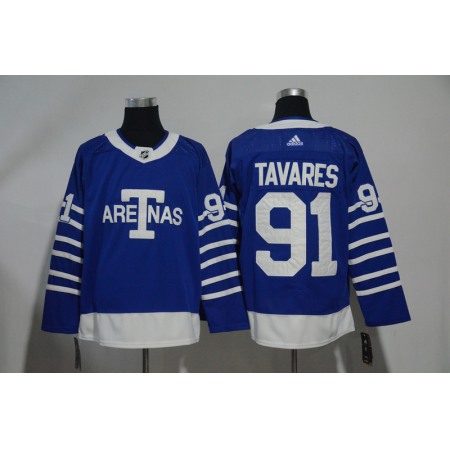 Men's Toronto Maple Leafs #91 John Tavares Blue 1918 Arenas Throwback Stitched NHL Jersey 1