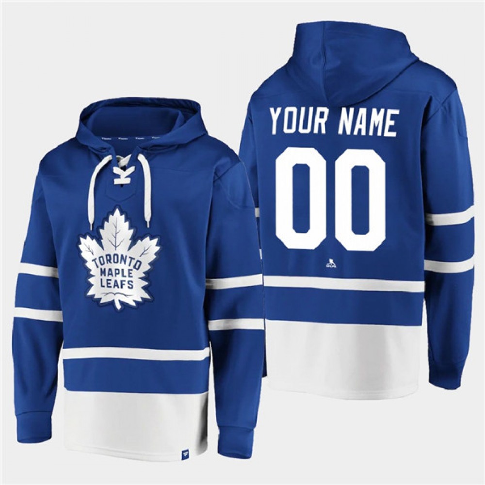 Men's Toronto Maple Leafs Active Player Custom Blue All Stitched Sweatshirt Hoodie 1