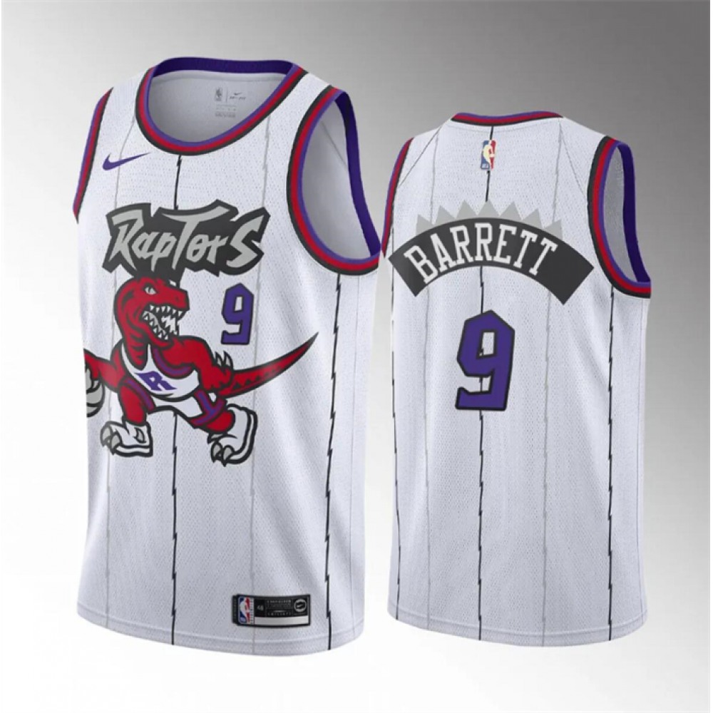 Men's Toronto Raptors #9 RJ Barrett White Classic Edition Stitched Basketball Jersey 1