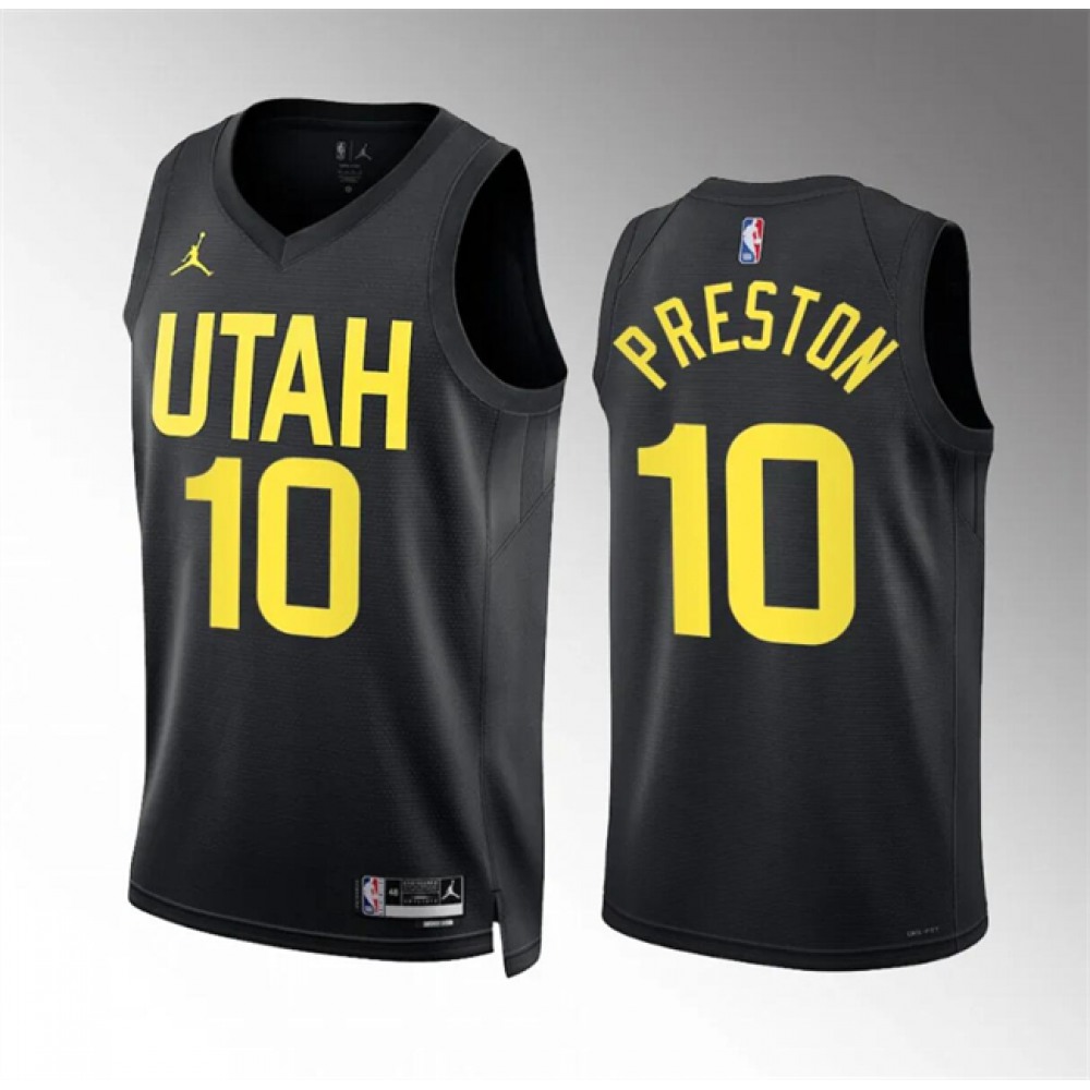 Men's Utah Jazz #10 Jason Preston Black Statement Edition Stitched Basketball Jersey 1