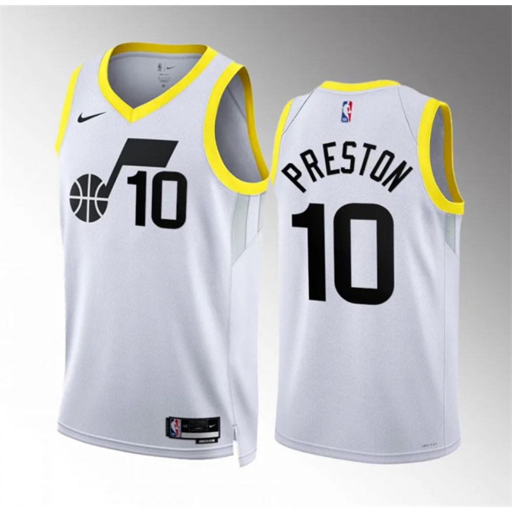 Men's Utah Jazz #10 Jason Preston White Association Edition Stitched Basketball Jersey 1