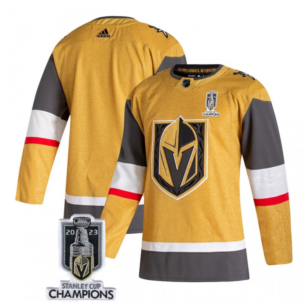 Men's Vegas Golden Knights Blank Gold 2023 Stanley Cup Champions Stitched Jersey 1