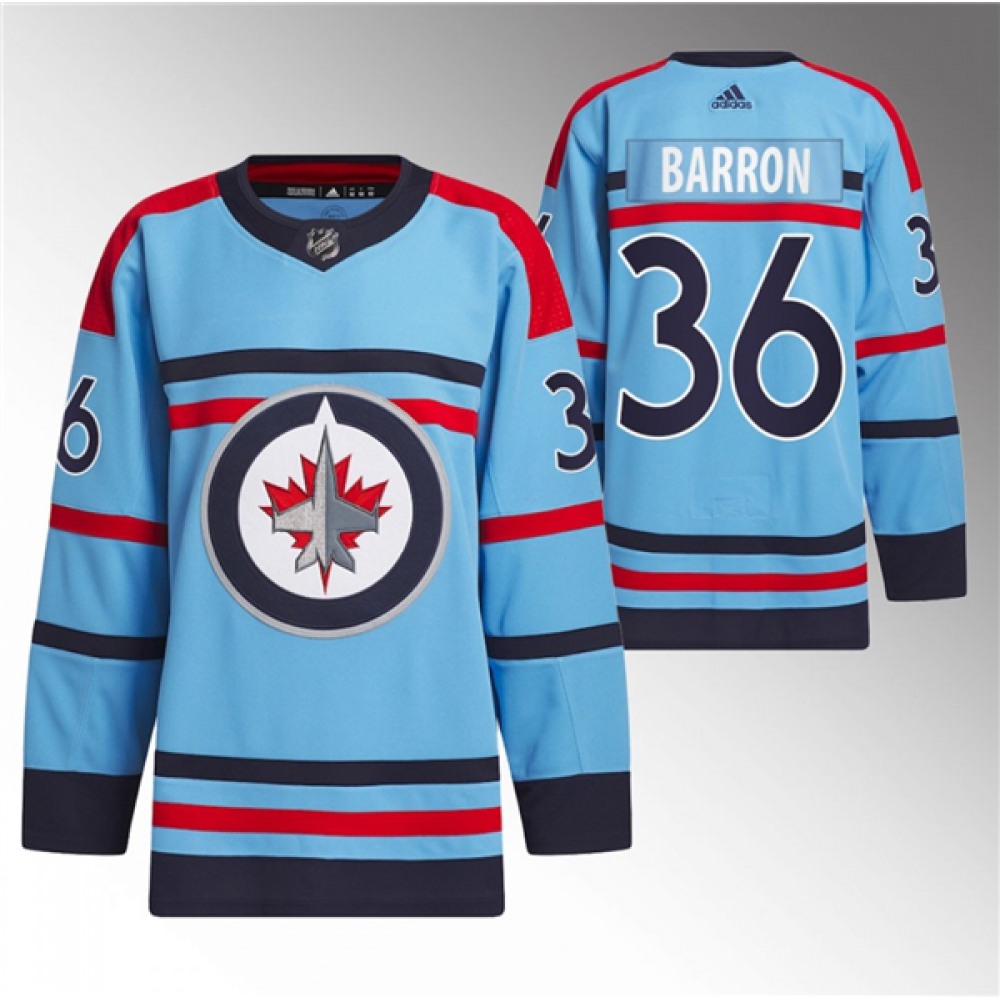 Men's Winnipeg Jets #36 Morgan Barron Light Blue Anniversary Primegreen Stitched Jersey 1