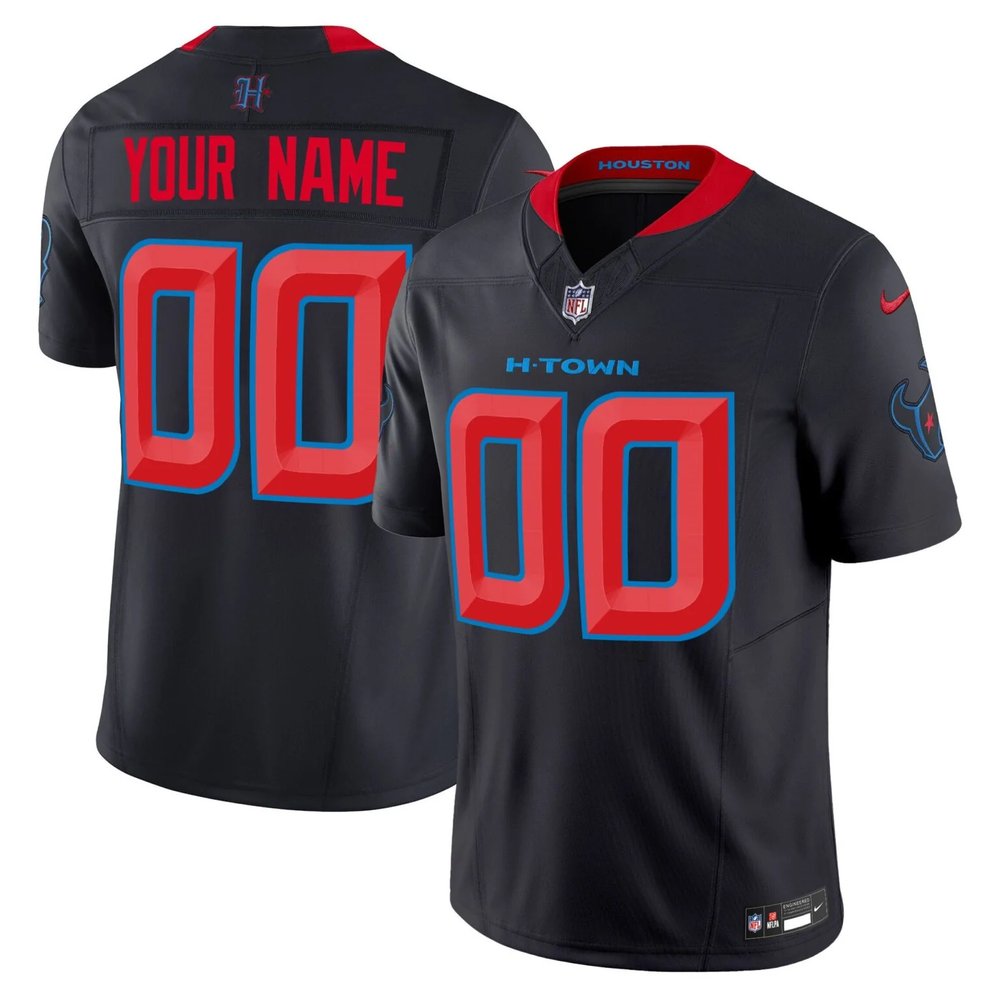 Men's Custom Navy Blue Houston Texans Vapor F.U.S.E. Limited Jersey 1