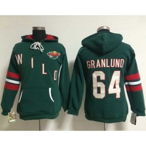 Minnesota Wild #64 Mikael Granlund Green Women's Old Time Heidi NHL Hoodie