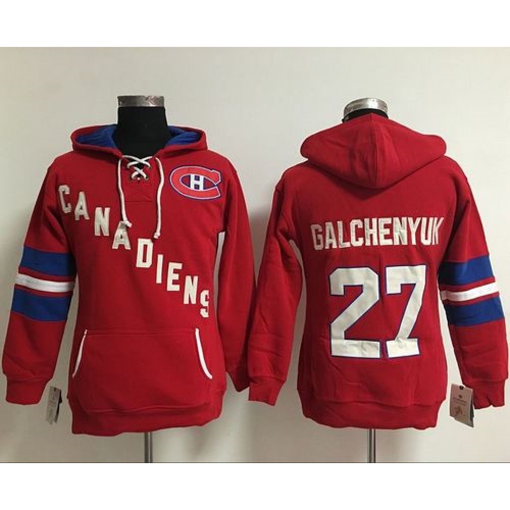 Montreal Canadiens #27 Alex Galchenyuk Red Women's Old Time Heidi NHL Hoodie 1