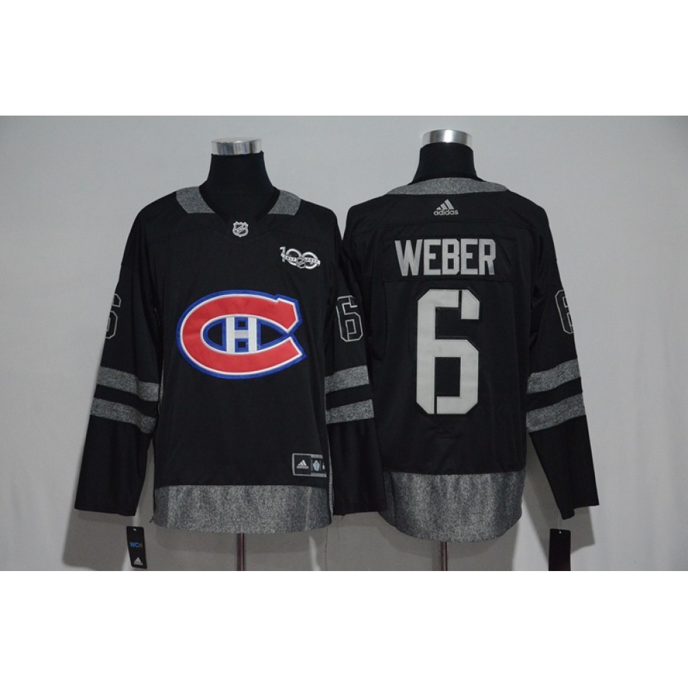 Montreal Canadiens #6 Shea Weber Black Men's 1917-2017 100th Anniversary Stitched NHL Jersey 1
