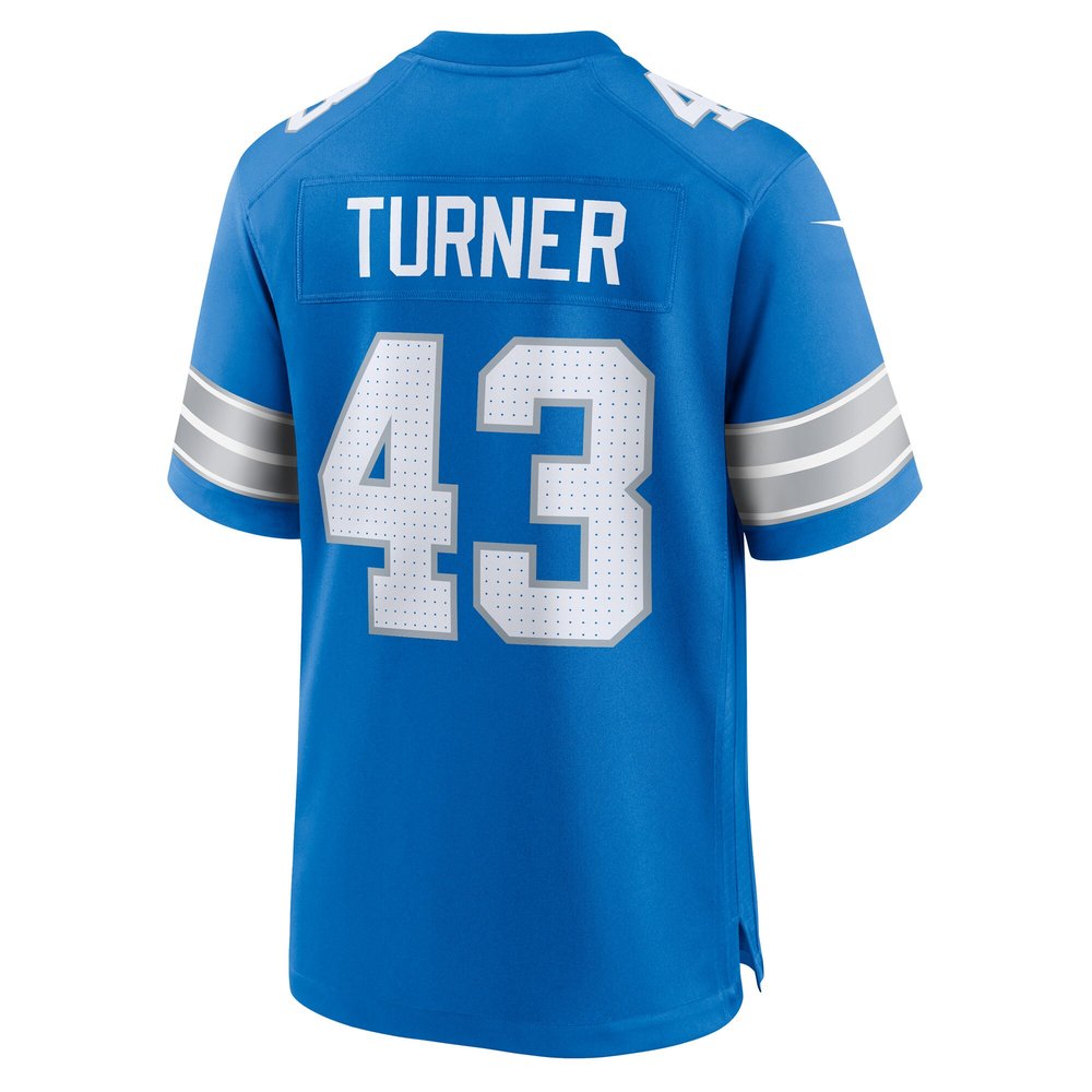 Men's Detroit Lions James Turner Blue Game Jersey 3