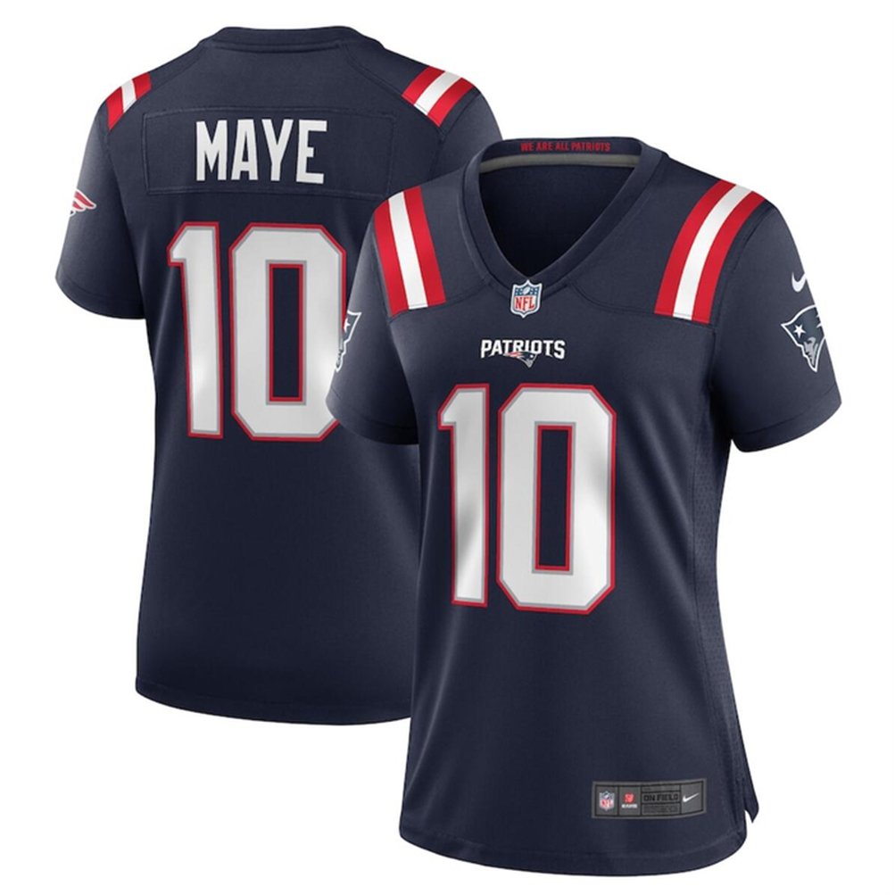 Women's New England Patriots #10 Drake Maye 2024 Draft Navy Stitched Jersey(Run Small) 1