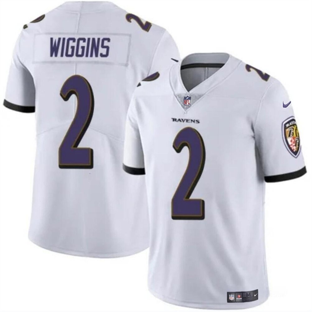 Men's Baltimore Ravens #2 Nate Wiggins White 2024 Draft Vapor Limited Football Jersey 1