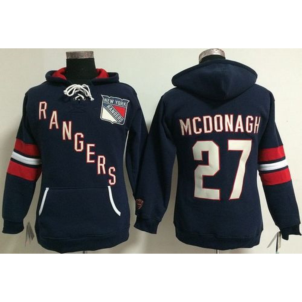 New York Rangers #27 Ryan McDonagh Navy Blue Women's Old Time Heidi NHL Hoodie 1