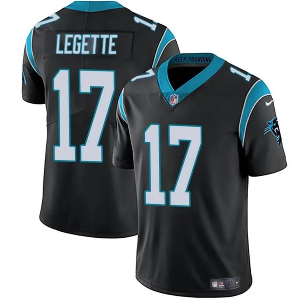 Men's Carolina Panthers #17 Xavier Legette Black 2024 Draft Vapor Limited Stitched Football Jersey 1
