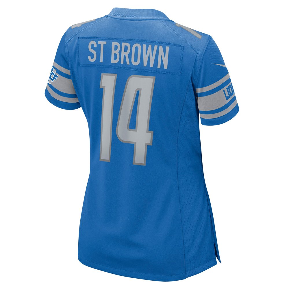 Women's Detroit Lions #14 Amon-Ra St. Brown Blue Game Player Jersey 3