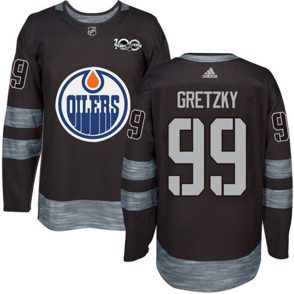 Oilers #99 Wayne Gretzky Black 1917-2017 100th Anniversary Stitched NHL Jersey 1