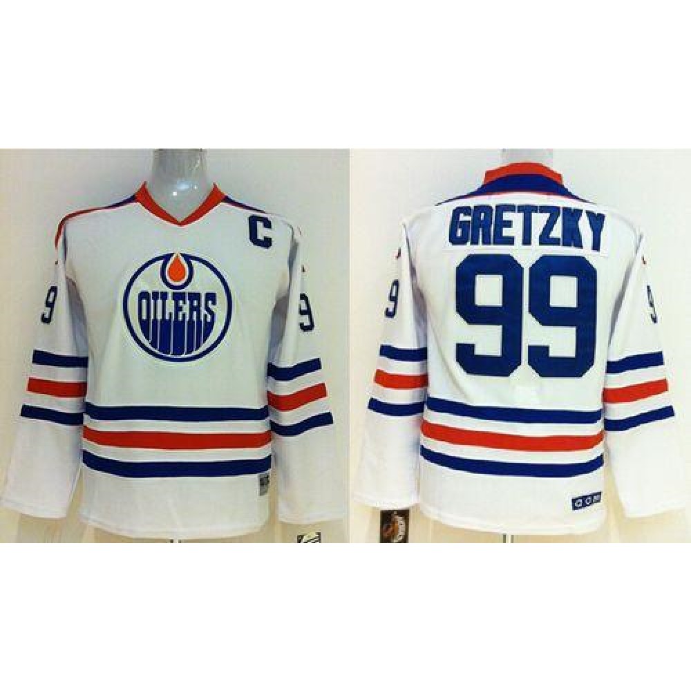 Oilers #99 Wayne Gretzky White Stitched Youth NHL Jersey 1