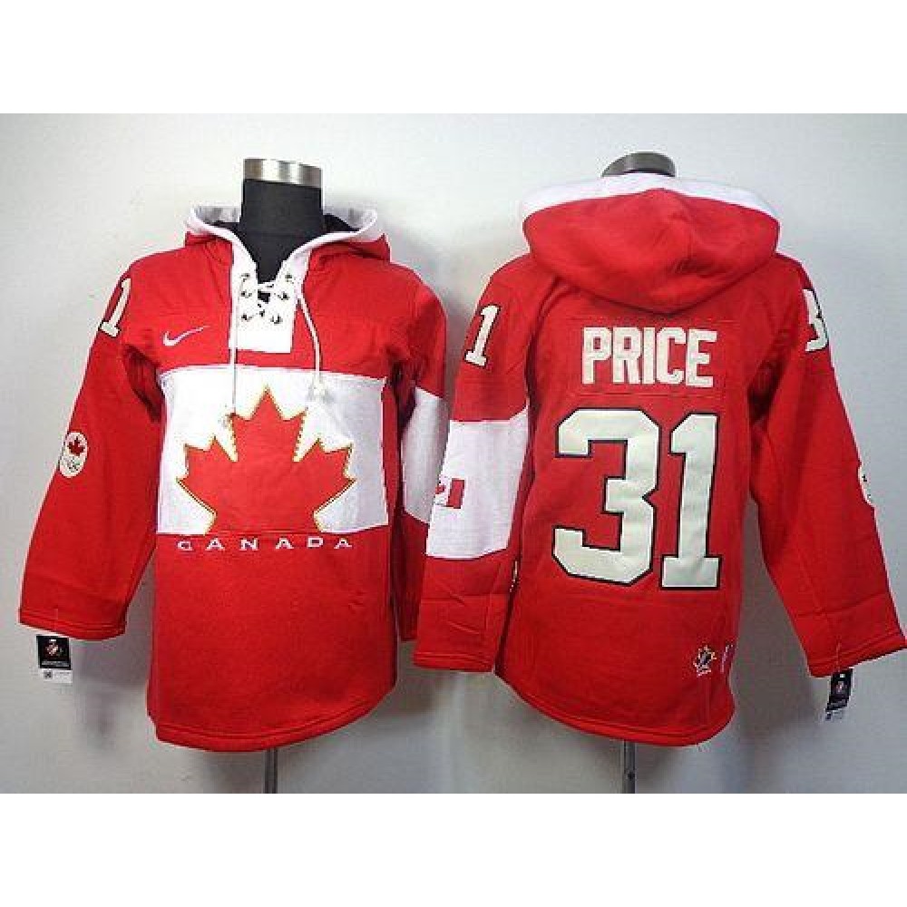 Olympic CA. #31 Carey Price Red Sawyer Hooded Sweatshirt Stitched NHL Jersey 1