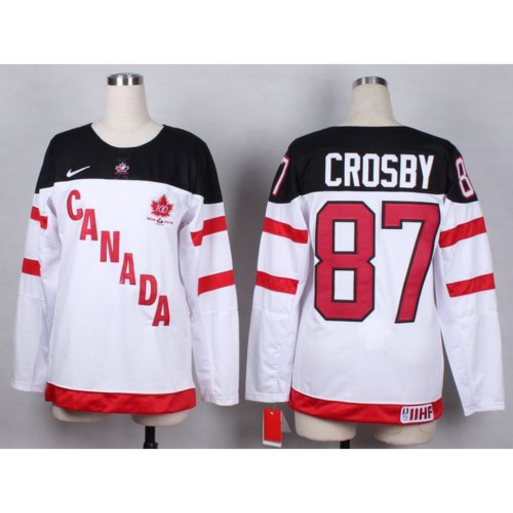 Olympic CA. #87 Sidney Crosby White 100th Anniversary Women's Stitched NHL Jersey 1