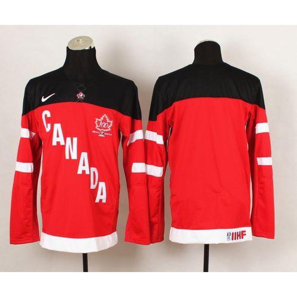 Olympic CA. Blank Red 100th Anniversary Stitched NHL Jersey 1