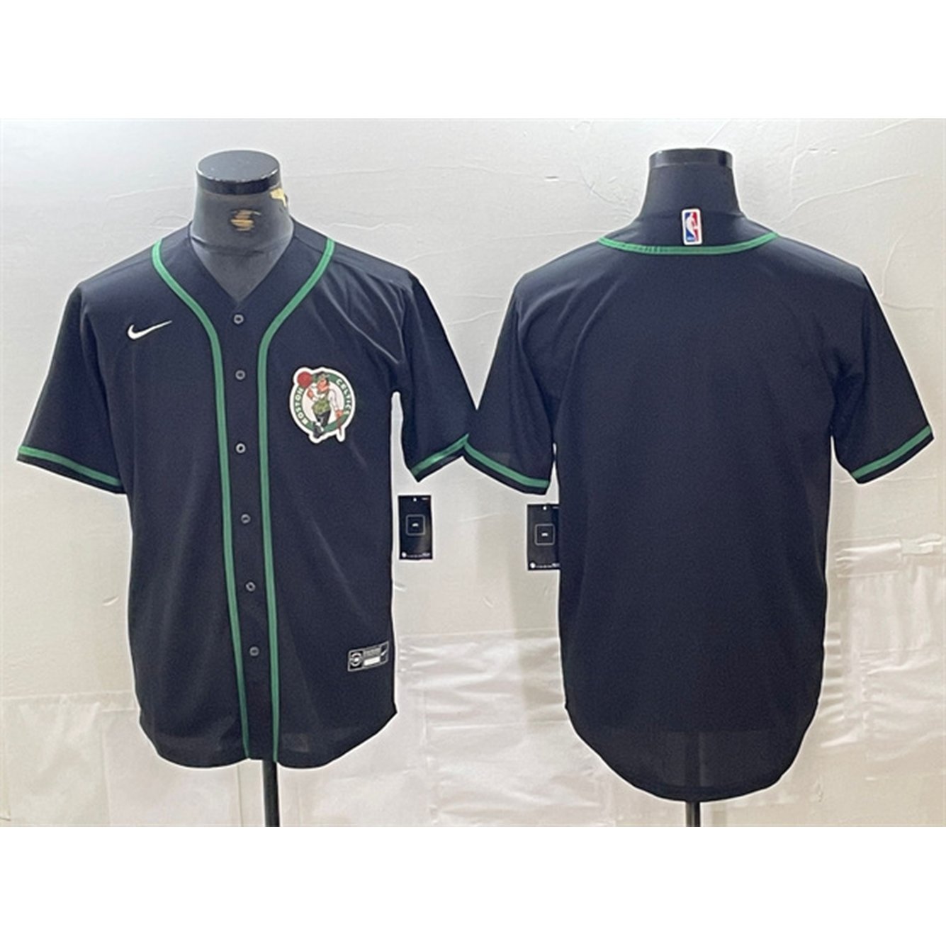 Men's Boston Celtics Blank Black With Patch Stitched Baseball Jersey 1